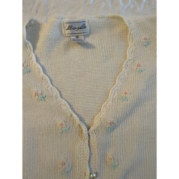Vintage Margules Embroidered Floral Knit Cardigan Ramie Cotton Sweater Small - Picture 6 of 6